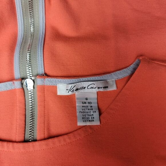 Kenneth Cole Orange Dress with exposed zipper and side Ruching Size 6 - Picture 4 of 4